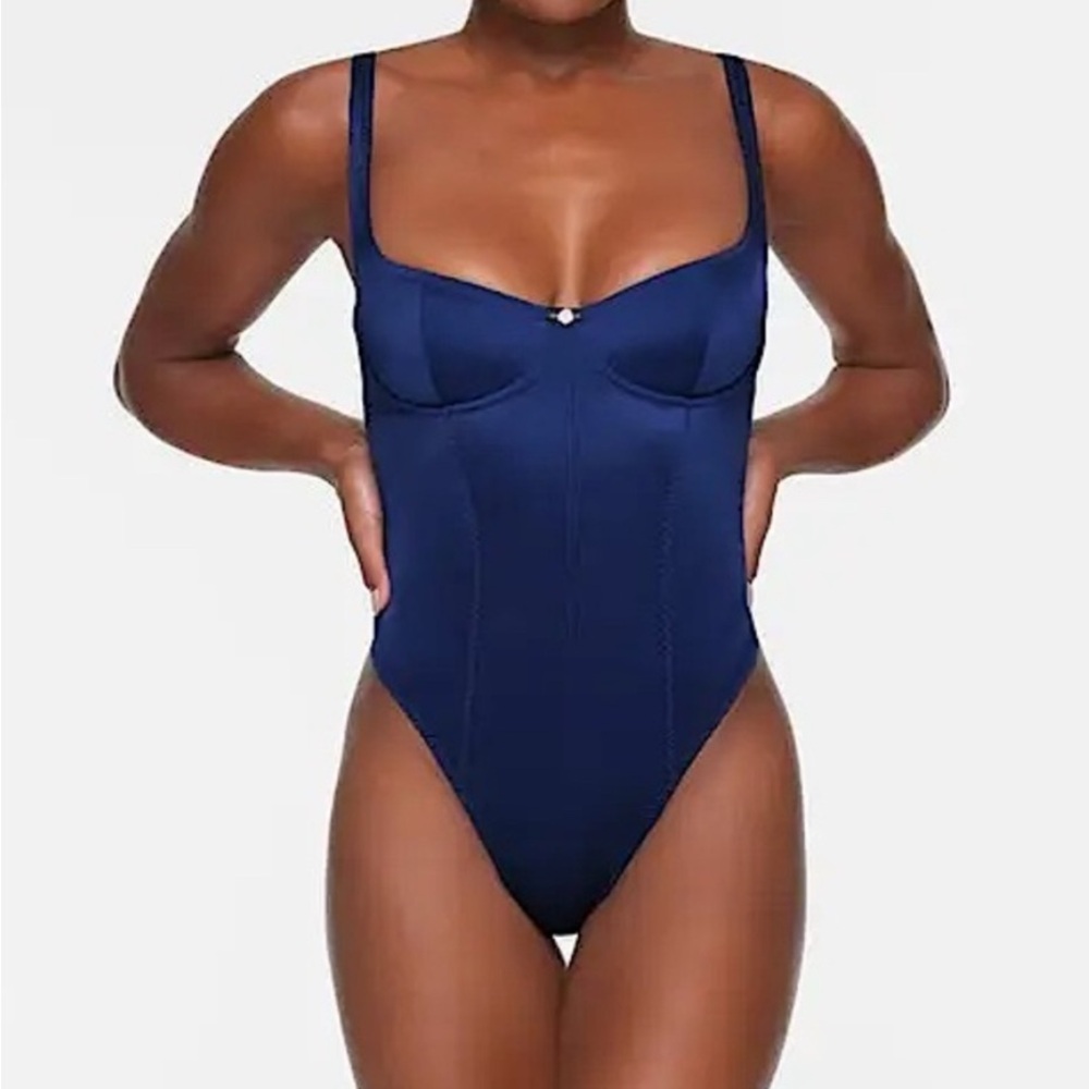 SKIMS Blue One-Piece with Bustier Top